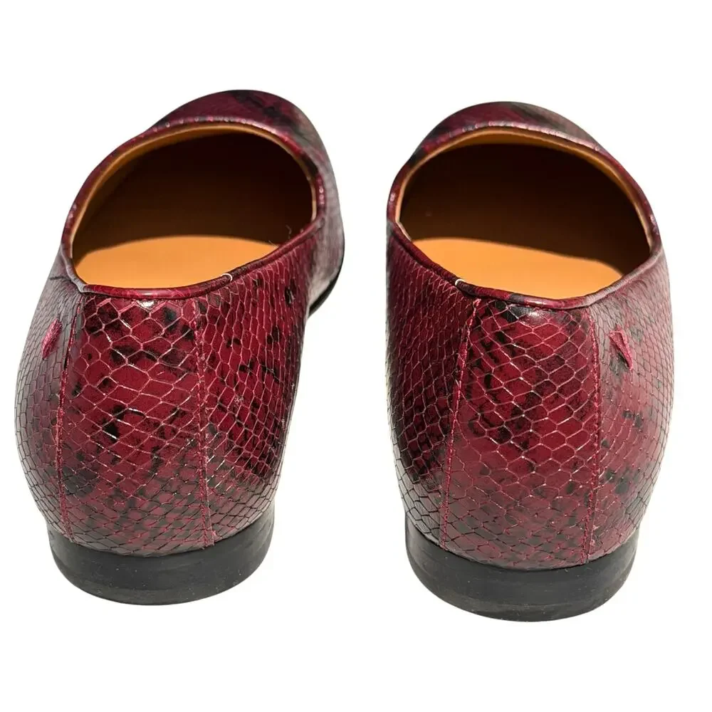 VIONIC Willa Boa Red Snakeskin Leather Slip-On Loafers Flats Comfort Shoe